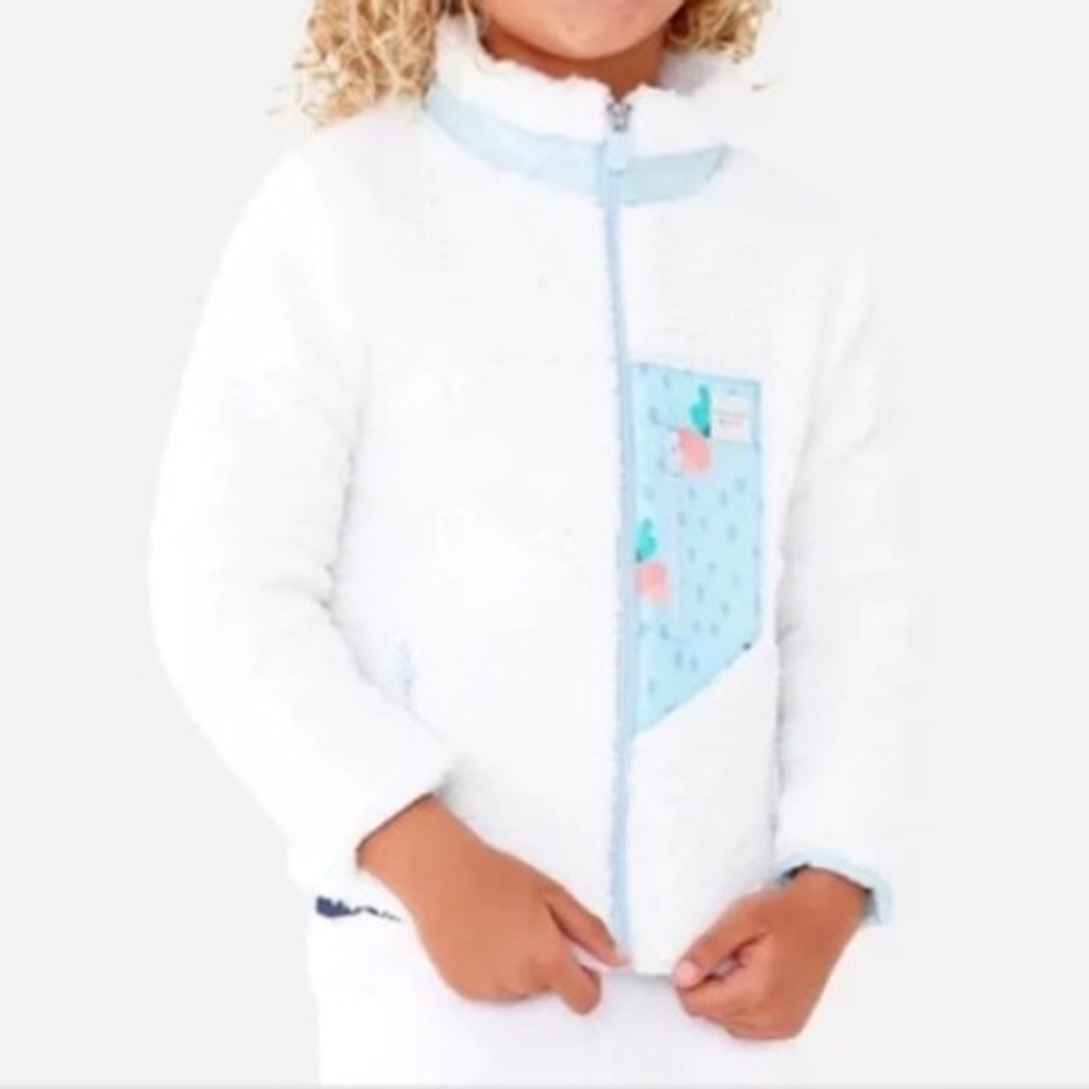 Cubcoats 2-in-1 Sherpa Jacket Transforms to Blue Bunny Plush Kids Jacket sz 4-5